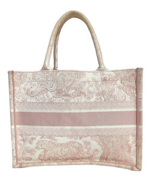 Christian Dior（クリスチャン ディオール）Christian Dior (クリスチャン ディオール) トワル ドゥ ジュイ エンブロイダリーブックトート ピンク サイズ:ミディアムの古着・服飾アイテム