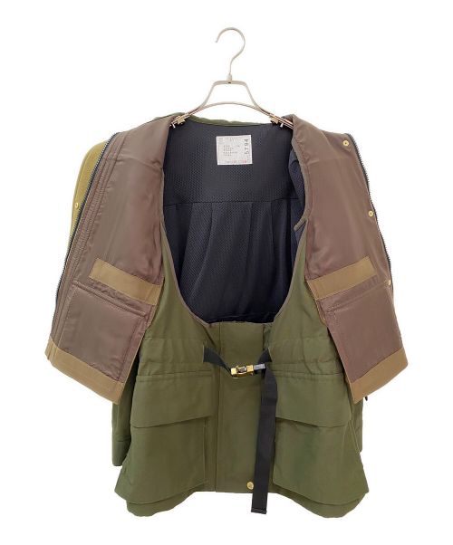 sacai（サカイ）sacai (サカイ) Wool Melton×Grosgrain Blouson カーキ サイズ:１の古着・服飾アイテム