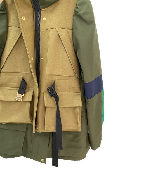 sacai（サカイ）sacai (サカイ) Wool Melton×Grosgrain Blouson カーキ サイズ:１の古着・服飾アイテム