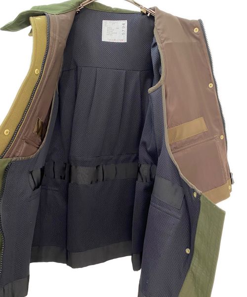 sacai（サカイ）sacai (サカイ) Wool Melton×Grosgrain Blouson カーキ サイズ:１の古着・服飾アイテム