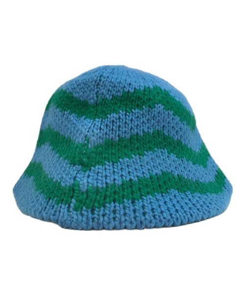 Supervsn（スーパーヴィジョン）Supervsn (スーパーヴィジョン) STRIPED KNIT BUCKET HAT ブルー×グリーンの古着・服飾アイテム