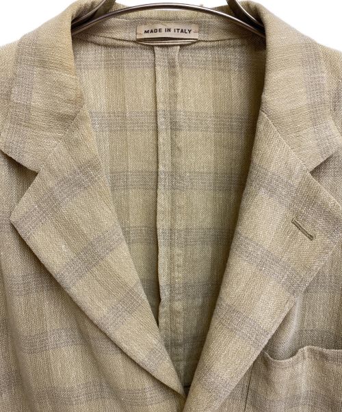 HERMES（エルメス）HERMES (エルメス) リネンチェックジャケット ベージュ サイズ:48の古着・服飾アイテム