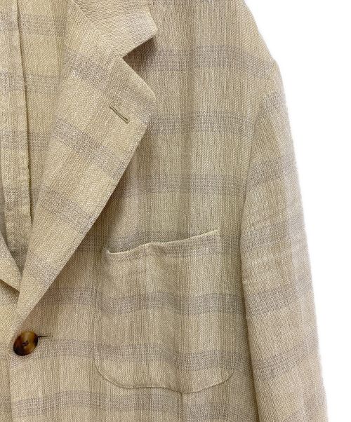 HERMES（エルメス）HERMES (エルメス) リネンチェックジャケット ベージュ サイズ:48の古着・服飾アイテム