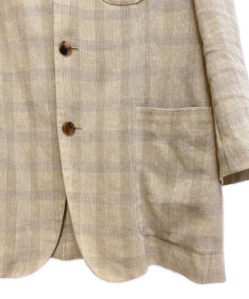 HERMES（エルメス）HERMES (エルメス) リネンチェックジャケット ベージュ サイズ:48の古着・服飾アイテム