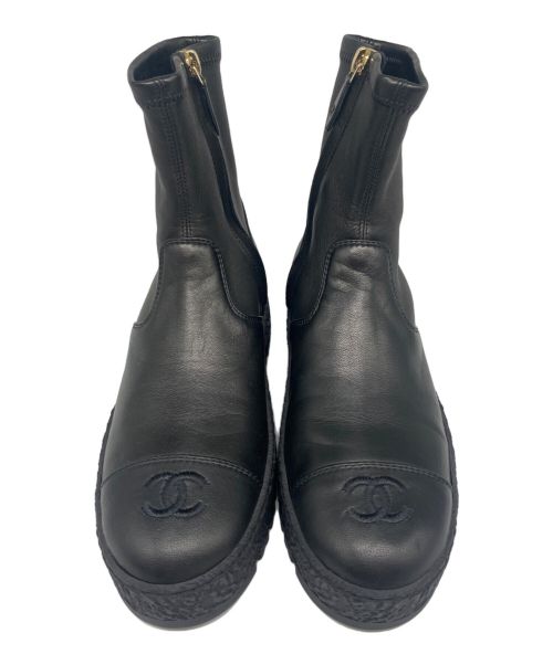 CHANEL（シャネル）CHANEL (シャネル) ボリュームソールレザーアンクル ブラック サイズ:36Cの古着・服飾アイテム