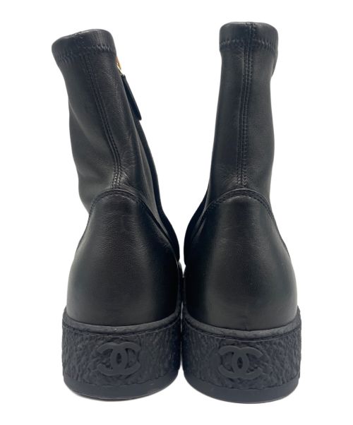 CHANEL（シャネル）CHANEL (シャネル) ボリュームソールレザーアンクル ブラック サイズ:36Cの古着・服飾アイテム