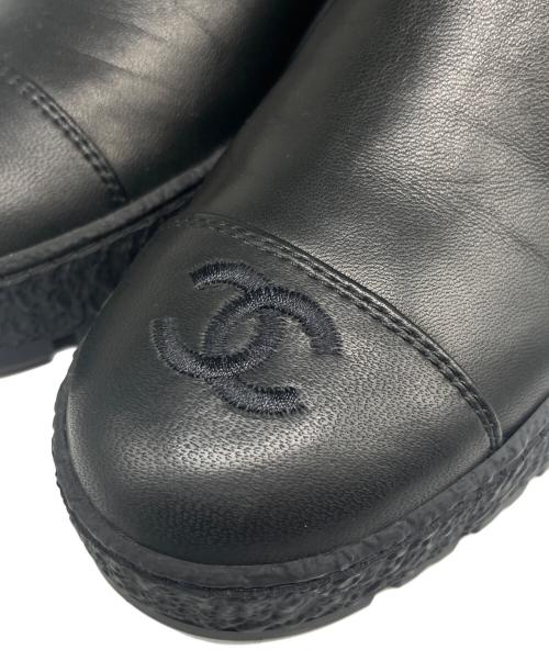 CHANEL（シャネル）CHANEL (シャネル) ボリュームソールレザーアンクル ブラック サイズ:36Cの古着・服飾アイテム