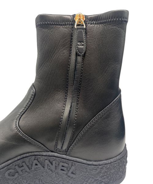 CHANEL（シャネル）CHANEL (シャネル) ボリュームソールレザーアンクル ブラック サイズ:36Cの古着・服飾アイテム