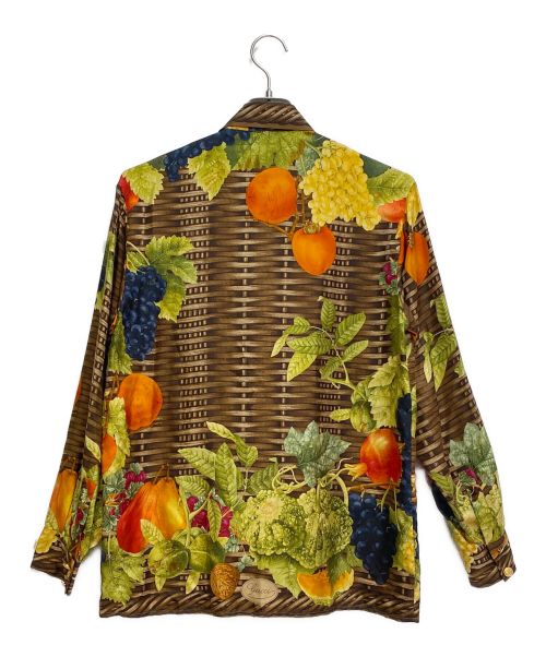 GUCCI（グッチ）GUCCI (グッチ) Allover silk shirt(総柄シルクシャツ) オレンジ サイズ:38の古着・服飾アイテム