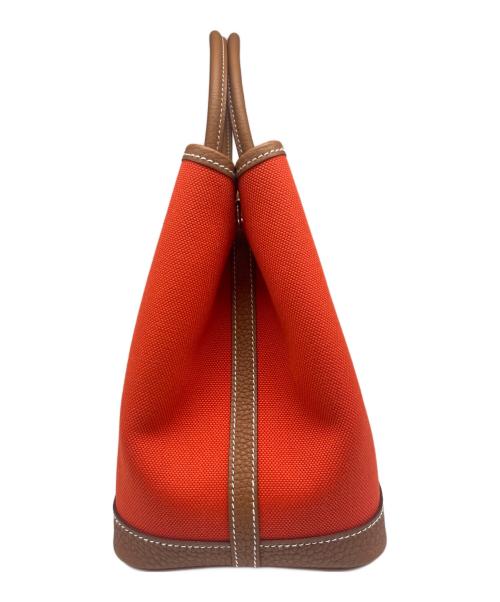 HERMES（エルメス）HERMES (エルメス) ガーデンパーティー TPM/シルバー金具/キャンバス×ネゴンダ/オレンジ系/W刻印 オレンジ×ブラウン サイズ:TPMの古着・服飾アイテム