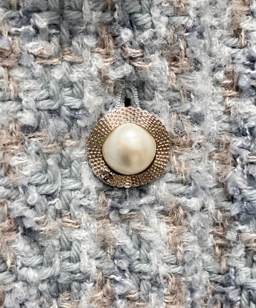 CHANEL（シャネル）CHANEL (シャネル) パールボタン ツイードジャケット スカイブルー サイズ:38の古着・服飾アイテム