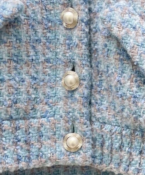 CHANEL（シャネル）CHANEL (シャネル) ウール ツイード ジャケット スカイブルー サイズ:38の古着・服飾アイテム