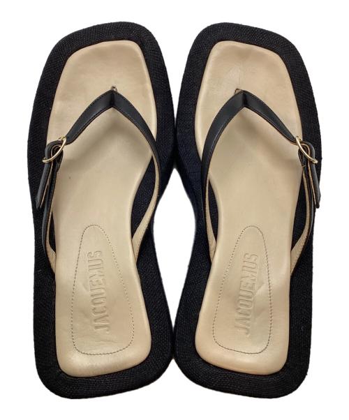 jacouemus（ジャックムス）jacouemus (ジャックムス) 厚底サンダル ブラック×ベージュ サイズ:36の古着・服飾アイテム