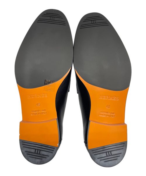 HERMES（エルメス）HERMES (エルメス) モカシン パリ シューズ ブラック サイズ:40の古着・服飾アイテム