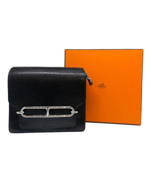 HERMES（エルメス）HERMES (エルメス) ルリミニ/シルバー金具/リザード/ブラック/B刻印 ブラックの古着・服飾アイテム