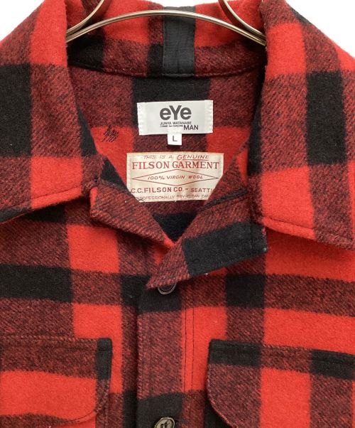 eYe COMME des GARCONS JUNYAWATANABE MAN（アイ コム デ ギャルソン ジュンヤ ワタナベ マン）eYe COMME des GARCONS JUNYAWATANABE MAN FILSON (フィルソン) macchino jacket（マッキーノジャケット） レッド×ブラック サイズ:Lの古着・服飾アイテム