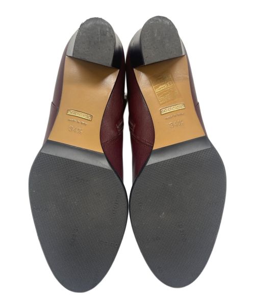 GUCCI（グッチ）GUCCI (グッチ) ヒールロゴ サイドジップ ブーティ ブラウン サイズ:34 2/1の古着・服飾アイテム