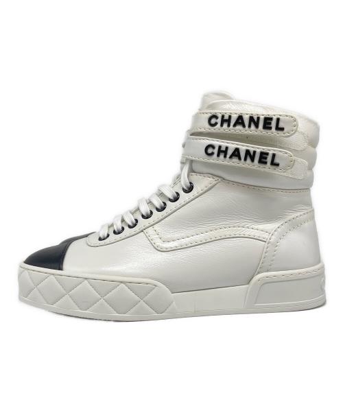 CHANEL（シャネル）CHANEL (シャネル) ハイカットベロクロスニーカー ホワイト サイズ:37の古着・服飾アイテム