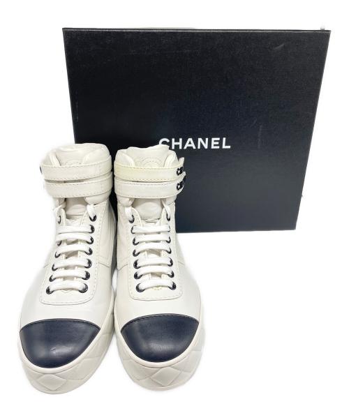 CHANEL（シャネル）CHANEL (シャネル) ハイカットベロクロスニーカー ホワイト サイズ:37の古着・服飾アイテム