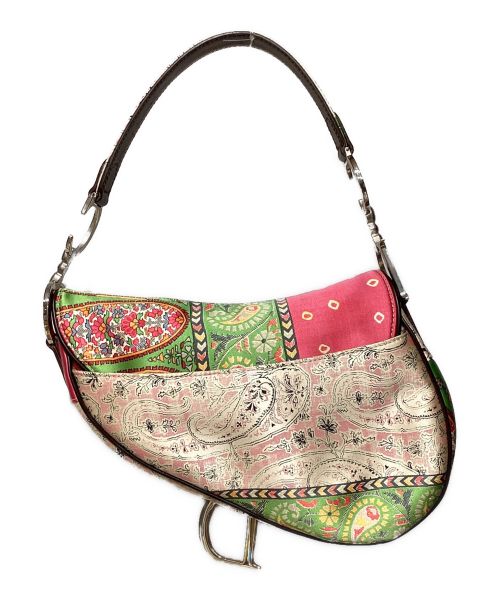 Christian Dior（クリスチャン ディオール）Christian Dior (クリスチャン ディオール) 2003 Satin Patchwork Saddle Handbag（サテン パッチワーク サドル ハンドバッグ ）  マルチカラー サイズ:-の古着・服飾アイテム