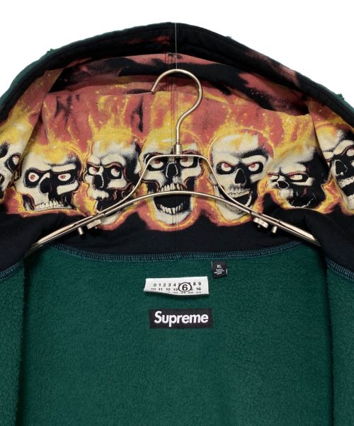 SUPREME（シュプリーム）SUPREME (シュプリーム) MM6 Maison Margiela (エムエムシックス メゾンマルジェラ) Zip Up Hooded Sweatshirt グリーン サイズ:XLの古着・服飾アイテム