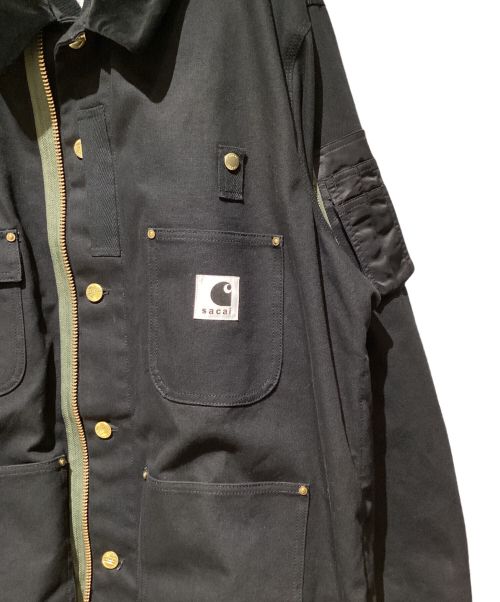 sacai（サカイ）sacai (サカイ) Carhartt WIP (カーハート) 23AW CarHartt WIP CanvasxMA-1 JK Michigan（カーハートWIPキャンバスMA-1ジャケットミシガン） ブラック サイズ:4の古着・服飾アイテム