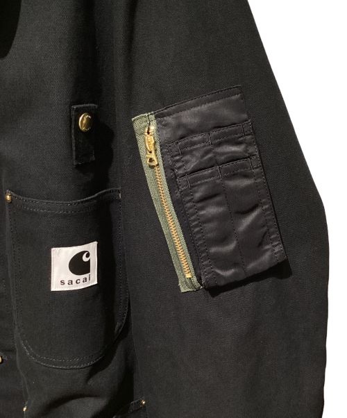 sacai（サカイ）sacai (サカイ) Carhartt WIP (カーハート) 23AW CarHartt WIP CanvasxMA-1 JK Michigan（カーハートWIPキャンバスMA-1ジャケットミシガン） ブラック サイズ:4の古着・服飾アイテム