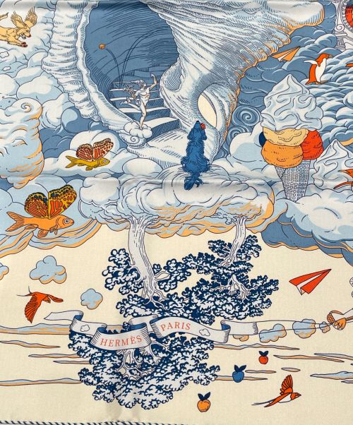 HERMES（エルメス）HERMES (エルメス) カレ90 Sur Mon Nuage 私の雲 ホワイト サイズ:90×90の古着・服飾アイテム