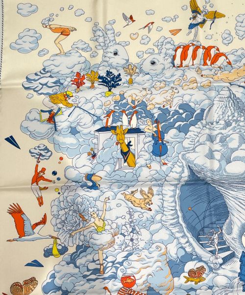 HERMES（エルメス）HERMES (エルメス) カレ90 Sur Mon Nuage 私の雲 ホワイト サイズ:90×90の古着・服飾アイテム