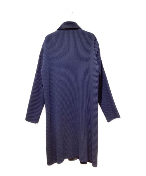 HOMME PLISSE ISSEY MIYAKE（オム プリッセ イッセイ ミヤケ）HOMME PLISSE ISSEY MIYAKE (オムプリッセ イッセイ ミヤケ) Pleats Stencil Collar Coat（プリーツステンカラーコート） ネイビー サイズ:3の古着・服飾アイテム