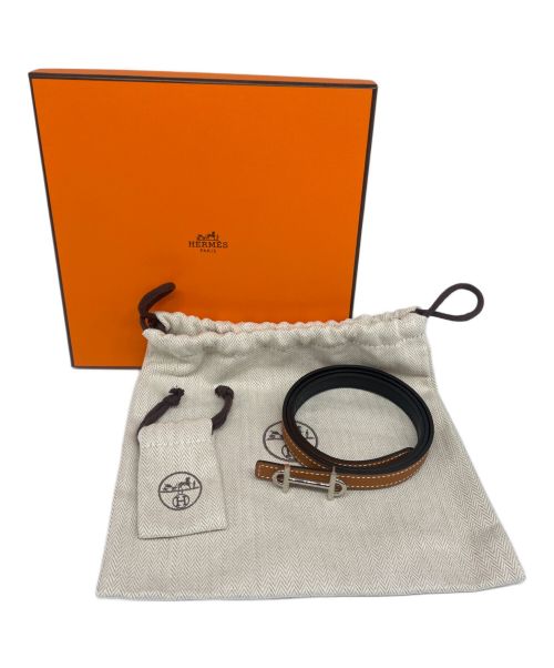 HERMES（エルメス）HERMES (エルメス) ガンマ バックル リバーシブル レザーベルト ゴールド(色)の古着・服飾アイテム