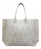 Christian Louboutinクリスチャン・ルブタン）の古着「パンチングレザースタッズトートバッグ」｜ホワイト×レッド