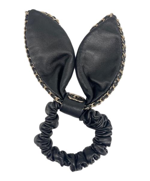 CHANEL（シャネル）CHANEL (シャネル) ココマーク　レザーラビットシュシュ ブラックの古着・服飾アイテム