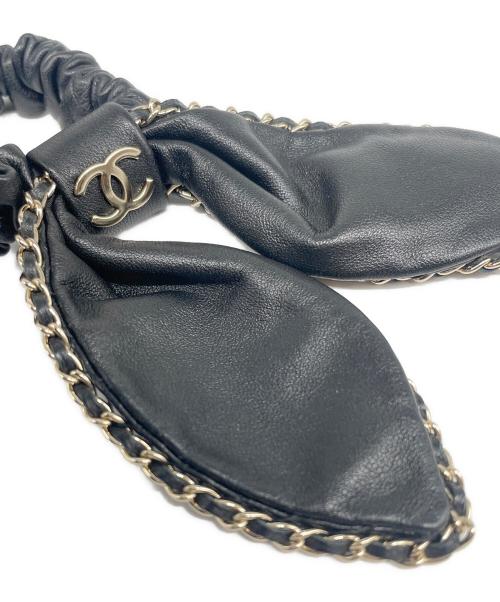 CHANEL（シャネル）CHANEL (シャネル) ココマーク　レザーラビットシュシュ ブラックの古着・服飾アイテム