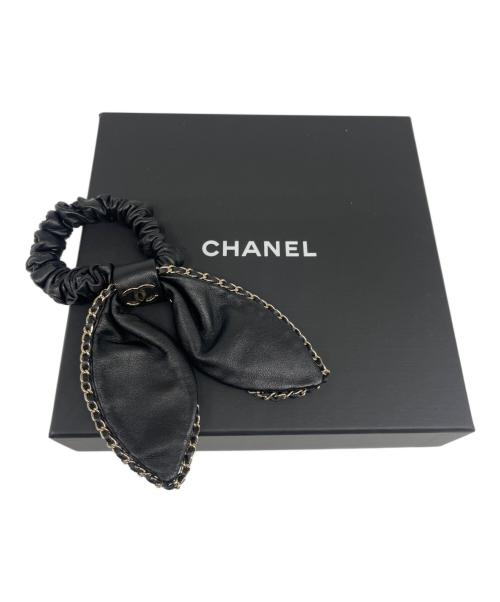 CHANEL（シャネル）CHANEL (シャネル) ココマーク　レザーラビットシュシュ ブラックの古着・服飾アイテム