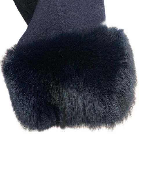 DRAWER（ドゥロワー）DRAWER (ドゥロワー) ファーカフスノーカラーコート ネイビー サイズ:36の古着・服飾アイテム