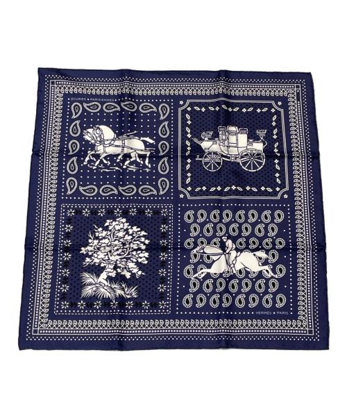 HERMES（エルメス）HERMES (エルメス) カレ55  ECURIES PARISIENNES パリの厩舎 ネイビーの古着・服飾アイテム