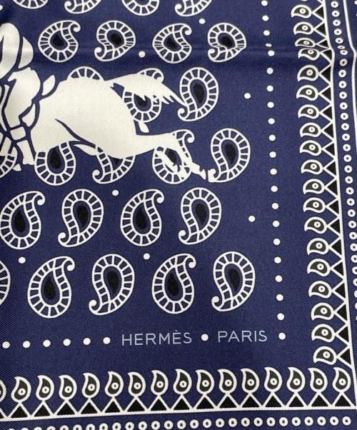 HERMES（エルメス）HERMES (エルメス) カレ55  ECURIES PARISIENNES パリの厩舎 ネイビーの古着・服飾アイテム