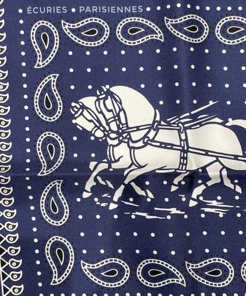 HERMES（エルメス）HERMES (エルメス) カレ55  ECURIES PARISIENNES パリの厩舎 ネイビーの古着・服飾アイテム