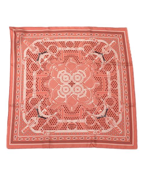 HERMES（エルメス）HERMES (エルメス) シルクバンダナ/EPERON D OR ピンク サイズ:55cmの古着・服飾アイテム