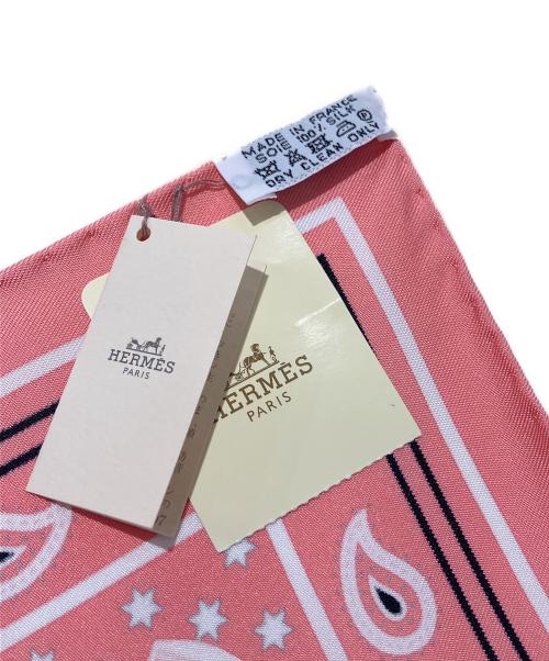 HERMES（エルメス）HERMES (エルメス) シルクバンダナ/EPERON D OR ピンク サイズ:55cmの古着・服飾アイテム