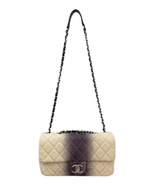 CHANEL（シャネル）CHANEL (シャネル) シングルフラップチェーンショルダーバッグ アイボリー×グレー サイズ:25の古着・服飾アイテム