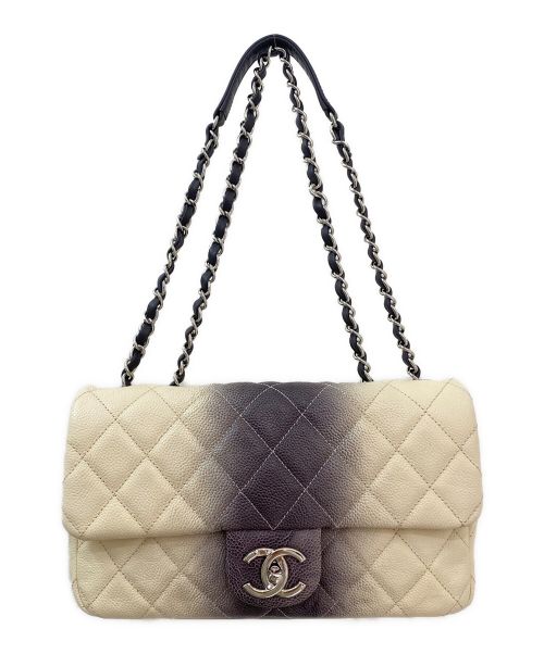 CHANEL（シャネル）CHANEL (シャネル) シングルフラップチェーンショルダーバッグ アイボリー×グレー サイズ:25の古着・服飾アイテム