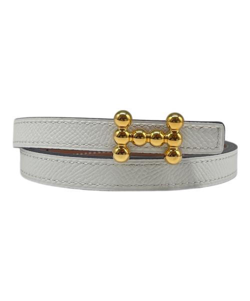 HERMES（エルメス）HERMES (エルメス) Hロゴバックル ベルト バブル ホワイト×ゴールド サイズ:SIZE75の古着・服飾アイテム