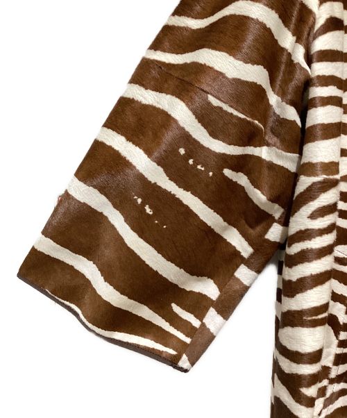 GUCCI（グッチ）GUCCI (グッチ) Zebra Pattern Stencil Collar Coat(ゼブラ柄ステンカラーコート) ホワイト×ブラウン サイズ:48の古着・服飾アイテム