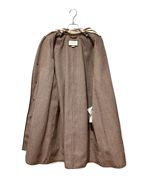 GUCCI（グッチ）GUCCI (グッチ) Zebra Pattern Stencil Collar Coat(ゼブラ柄ステンカラーコート) ホワイト×ブラウン サイズ:48の古着・服飾アイテム