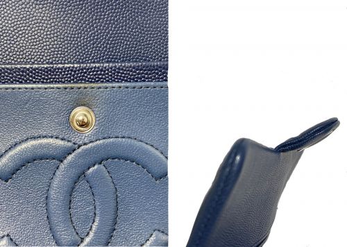 CHANEL（シャネル）CHANEL (シャネル) Wフラップチェーンショルダーバッグ ネイビー サイズ:25の古着・服飾アイテム