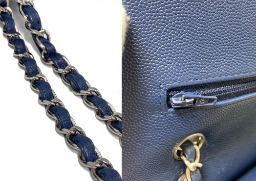 CHANEL（シャネル）CHANEL (シャネル) Wフラップチェーンショルダーバッグ ネイビー サイズ:25の古着・服飾アイテム