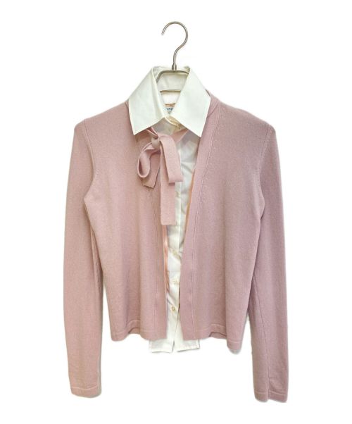 CHANEL（シャネル）CHANEL (シャネル) レイーヤードデザインニットシャツ ホワイト×ピンク サイズ:38の古着・服飾アイテム