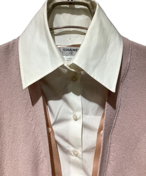 CHANEL（シャネル）CHANEL (シャネル) レイーヤードデザインニットシャツ ホワイト×ピンク サイズ:38の古着・服飾アイテム